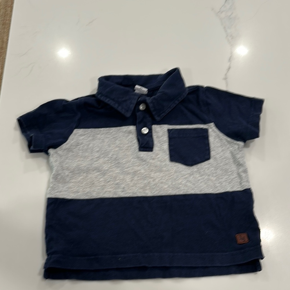 Janie and Jack Navy and Gray Polo Shirt